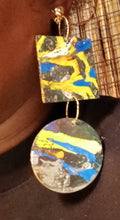 Load image into Gallery viewer, Abstract Handpainted Wooden Clip On Earrings, Chunky Extra Large
