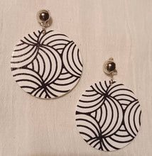Load image into Gallery viewer, Wooden Abstract design Clip On Earrings 3 in
