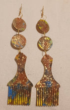 Load image into Gallery viewer, Handpainted Afrocentric Abstract Afro Pick Earrings
