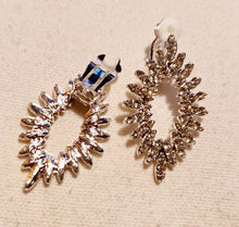 Load image into Gallery viewer, Rhinestone  Starburst Stud Cluster Clip On Earrings silver
