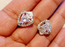 Load image into Gallery viewer, Crystal Triangle Stud Clip On Earrings
