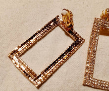 Load image into Gallery viewer, Blingy Runway Gold Metal Rhinestone Clip On Earrings

