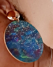 Load image into Gallery viewer, Large Abstract Handpainted Wood Clip On Earrings
