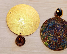 Load image into Gallery viewer, Large Abstract Handpainted Wood Clip On Earrings
