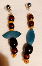 Load image into Gallery viewer, Handmade Natural Wood Clip On Dangle Earrings 3 inch
