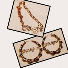 Load image into Gallery viewer, Extra Large Bougie statment Bamboo Earrings and Necklace Set New
