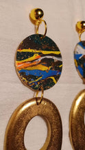 Load image into Gallery viewer, Handpainted Wooden Clip On Earrings, Abstract Dangle, Extra Large
