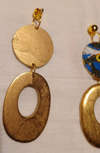 Load image into Gallery viewer, Handpainted Wooden Clip On Earrings, Abstract Dangle, Extra Large
