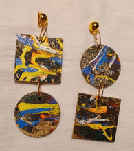 Load image into Gallery viewer, Abstract Handpainted Wooden Clip On Earrings, Chunky Extra Large
