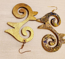 Load image into Gallery viewer, Handpainted Abstract Symbol Wooden Earrings
