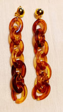 Load image into Gallery viewer, Handmade Acrylic Chain Clip On Earrings tortoise Acrylic
