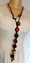 Load image into Gallery viewer, Abstract Wood and Rubber Pop Art Earrings and Necklace Set

