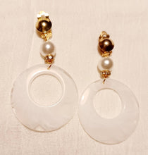Load image into Gallery viewer, Chunky Handmade Acrylic Hoop Clip On Earrings white/clear
