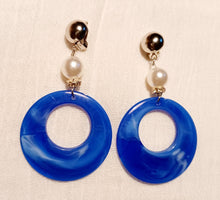 Load image into Gallery viewer, Chunky Handmade Acrylic Hoop Clip On Earrings blue
