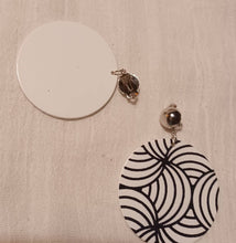 Load image into Gallery viewer, Wooden Abstract design Clip On Earrings 3 in

