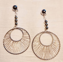 Load image into Gallery viewer, Handmade Abstract Wire Metal Hoop Clip On Earrings silver
