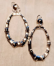 Load image into Gallery viewer, Silver Classic Clip On Medium sized Bamboo Hoop Earrings silver
