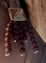 Load image into Gallery viewer, Abstract Wood Bead and hammered brass Earrings 4 inch (pierced ears)

