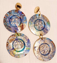 Load image into Gallery viewer, Giant Handpainted Vintage Button Earrings 6 inch pierced ears
