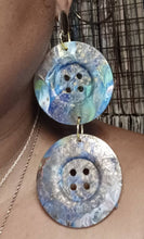 Load image into Gallery viewer, Giant Handpainted Vintage Button Earrings 6 inch pierced ears
