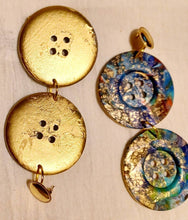 Load image into Gallery viewer, Giant Handpainted Vintage Button Earrings 6 inch pierced ears
