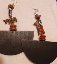 Load image into Gallery viewer, Handmade Extra Large Native African Animals Wooden Earrings

