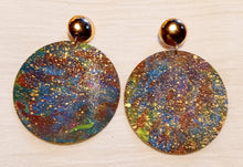 Load image into Gallery viewer, Large Abstract Handpainted Wood Clip On Earrings
