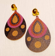 Load image into Gallery viewer, Handmade wood and glitter Clip On Earrings
