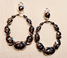 Load image into Gallery viewer, Silver Classic Clip On Large Bamboo Hoop Earrings silver
