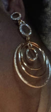 Load image into Gallery viewer, Handmade Gold Metal and rhinestone Hoop Clip On Earrings

