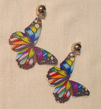 Load image into Gallery viewer, Handmade faux leather Butterfly Clip On Earrings 2.5 inch

