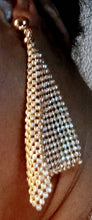 Load image into Gallery viewer, Large handmade Gold rhinestone  Metal Mesh Clip On Earrings
