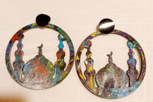 Load image into Gallery viewer, Hand-Painted Wooden Eid Earrings, Lightweight Statement Jewelry
