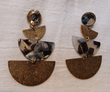Load image into Gallery viewer, Vintage Style Minimalist brass and acrylic Dangle Earrings (pierced ears)
