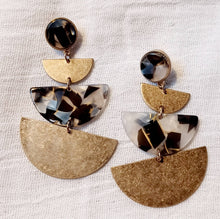 Load image into Gallery viewer, Vintage Style Minimalist brass and acrylic Dangle Earrings (pierced ears)
