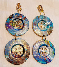 Load image into Gallery viewer, Giant Handpainted Vintage Button Clip On Earrings 5 inch
