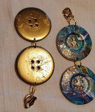 Load image into Gallery viewer, Giant Handpainted Vintage Button Clip On Earrings 5 inch
