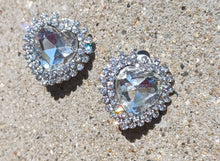 Load image into Gallery viewer, Chunky Crystal Heart Stud Clip On Earrings
