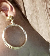 Load image into Gallery viewer, Small Handmade Gold Metal Multi Hoop Clip On Earrings
