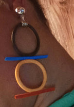 Load image into Gallery viewer, Abstract Handmade Clip-On Earrings, Colorful Rubber Design
