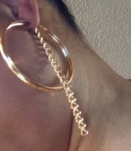 Load image into Gallery viewer, Large handmade Metal  Hoop and chain Earrings 4 inch
