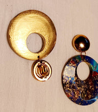 Load image into Gallery viewer, Abstract Handpainted Wooden Earrings, Lightweight Clip On
