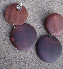 Load image into Gallery viewer, Chunky Handmade hand carved Natural Wood Clip On Earrings
