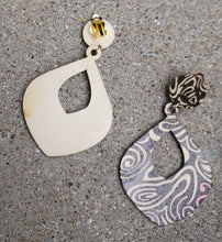 Load image into Gallery viewer, Handmade Abstract wood Dangle Clip On Earrings
