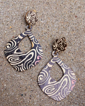 Load image into Gallery viewer, Handmade Abstract wood Dangle Clip On Earrings
