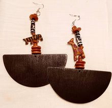 Load image into Gallery viewer, Handmade Extra Large Native African Animals Wooden Earrings
