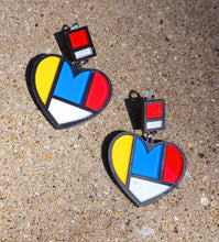 Load image into Gallery viewer, Handmade Acrylic Pop Art Heart Clip On Earrings
