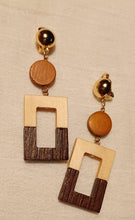 Load image into Gallery viewer, Natural Wood Clip On Dangle Earrings
