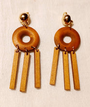 Load image into Gallery viewer, Natural Wood Clip On Dangle Earrings brown
