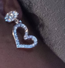 Load image into Gallery viewer, Clip On Blingy Heart  Dangle Earrings
